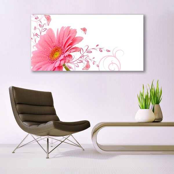 Tablou pe sticla Florale flori roz