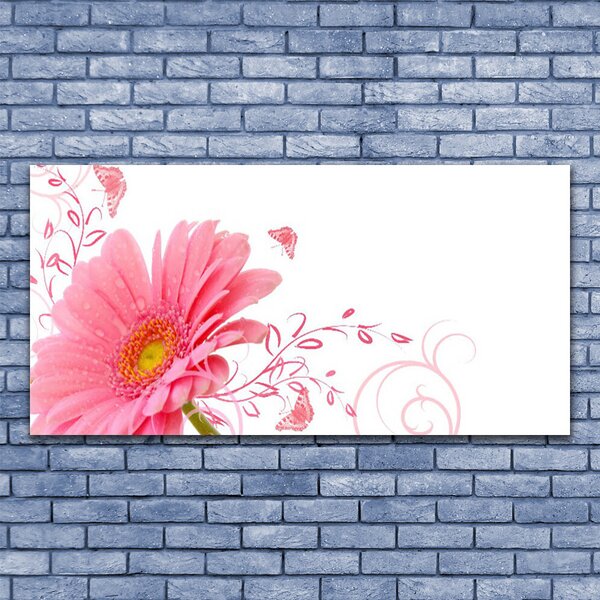 Tablou pe sticla Florale flori roz