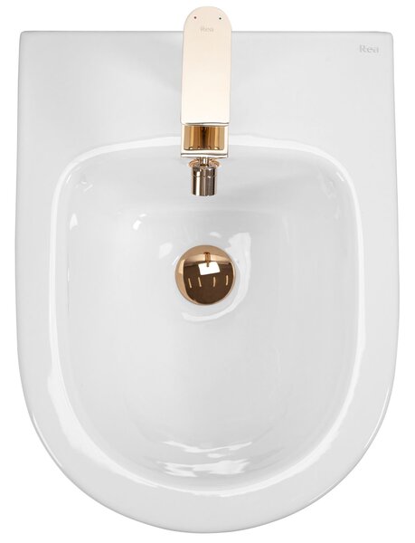 Bideu suspendabil Rea Carlo Mini White Gold Edge Alb cu dunga Aurie
