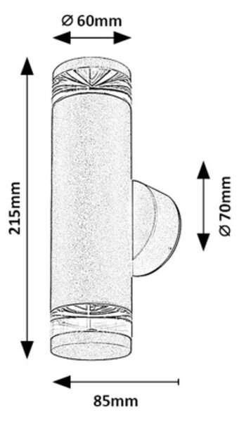 Rabalux Tornio aplica exterior 2x10 W antracit 77072