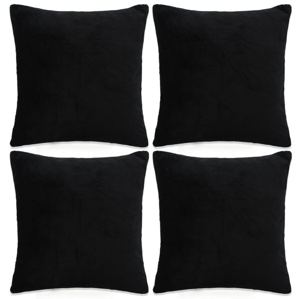 Huse de perne decorative, 4 buc., negru, 50x50 cm, textil
