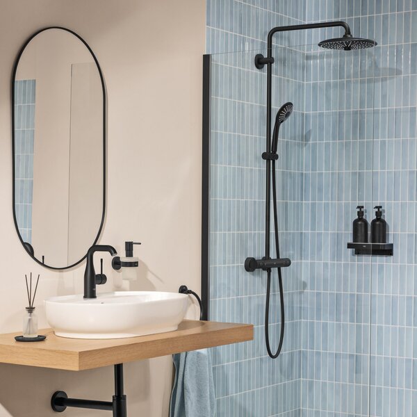 Grohe Essence New baterie lavoar stativ cu termostat negru 237982431
