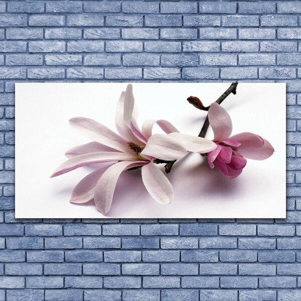 Tablou pe sticla Flori Floral alb