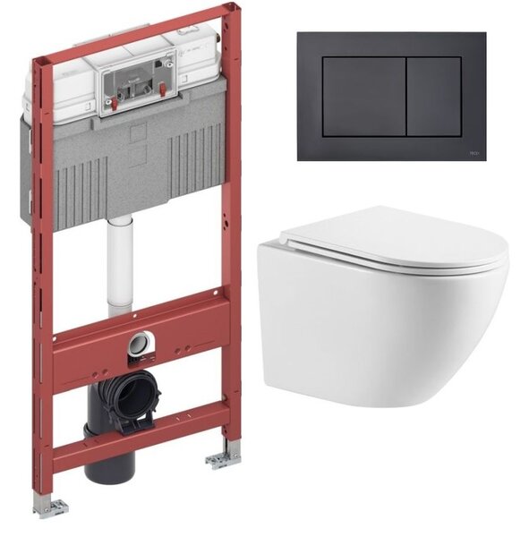 Set cadru încastrat Tece Profil 9300302, vas WC cu capac soft-close Omnires Ottawa OTTAWAMWBP, 9240407