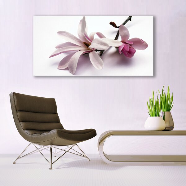 Tablou pe sticla Flori Floral alb