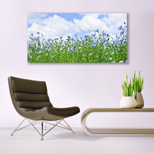 Tablou pe sticla Flori Natura Verde Violet