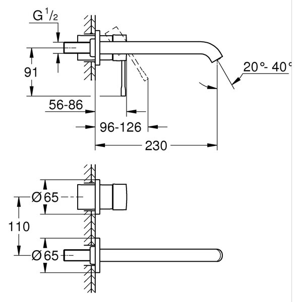 Grohe Essence New baterie lavoar ascuns negru 199672431