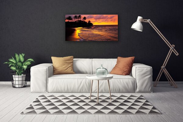 Tablou pe panza canvas Marea Peisaj Galben Negru