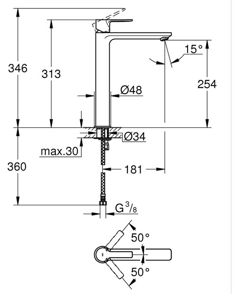 Grohe Lineare New baterie lavoar stativ negru 234052431