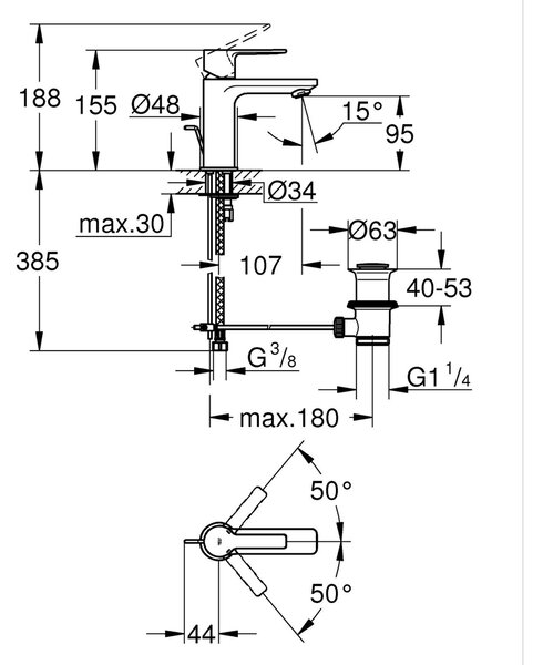Grohe Lineare New baterie lavoar stativ negru 321092431