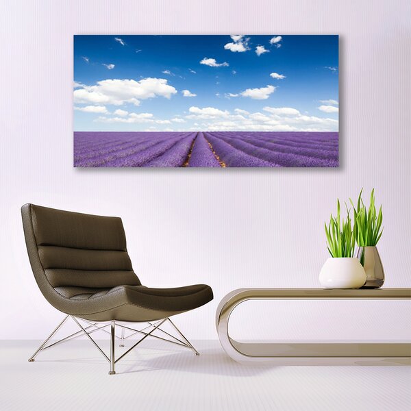 Tablou pe sticla Flori Meadow Natura Purple
