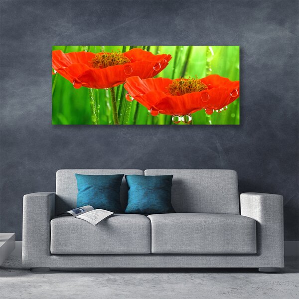 Tablou pe panza canvas Maci Floral Roșu Verde