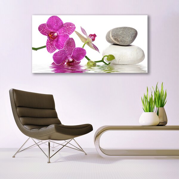 Tablou pe panza canvas Pietrele de flori Arta Roz Alb Gri