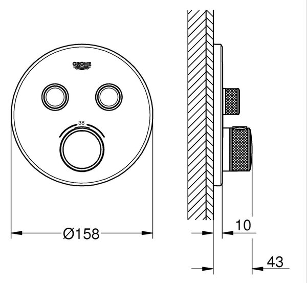 Grohe Grohtherm SmartControl baterie cadă-duș ascuns cu termostat negru 291192430