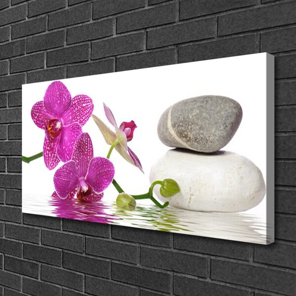 Tablou pe panza canvas Pietrele de flori Arta Roz Alb Gri