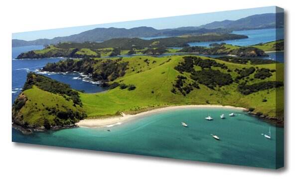 Tablou pe panza canvas Sea Beach Peisaj Forestier Albastru Maro Verde