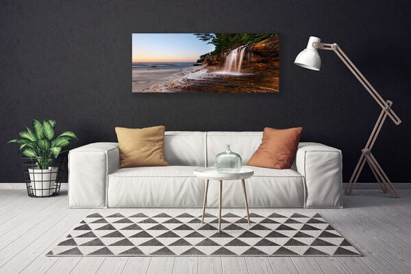 Tablou pe panza canvas Cascada Peisaj Alb Brun