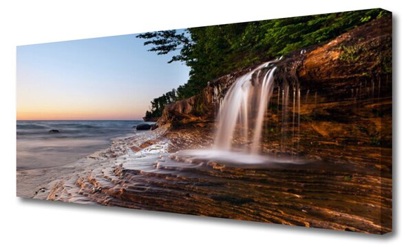 Tablou pe panza canvas Cascada Peisaj Alb Brun
