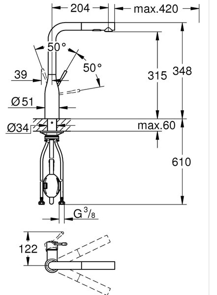 Grohe Essence New baterie bucătărie pe picior negru 302702430