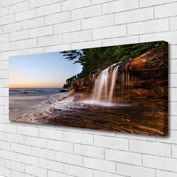 Tablou pe panza canvas Cascada Peisaj Alb Brun