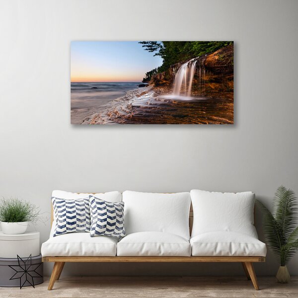 Tablou pe panza canvas Cascada Peisaj Alb Brun