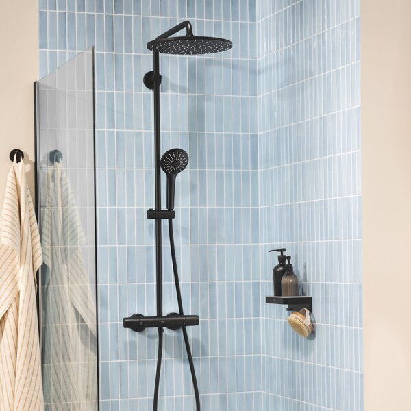 Grohe Vitalio Joy set de duș perete cu termostat cu duș de ploaie negru 264002431