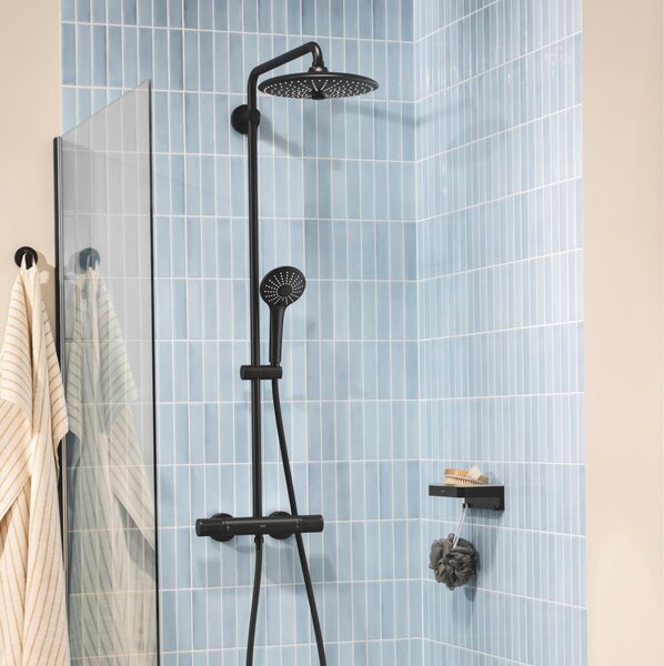 Grohe Vitalio Joy set de duș perete cu termostat cu duș de ploaie negru 264032432