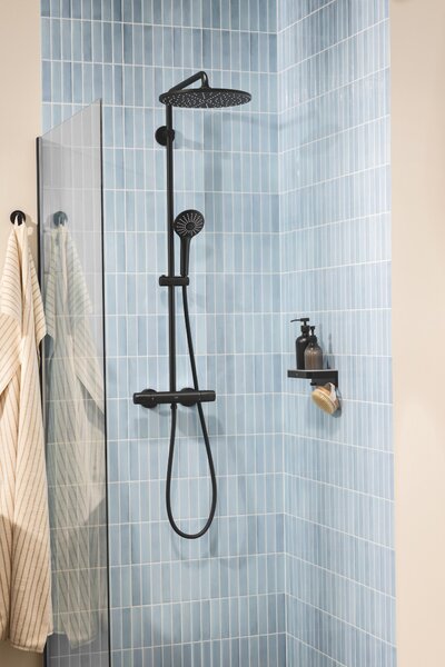 Grohe Vitalio Joy set de duș perete cu termostat cu duș de ploaie negru 264002431