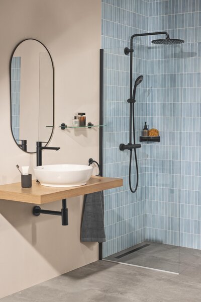 Grohe Vitalio Joy set de duș perete cu termostat cu duș de ploaie negru 264002431