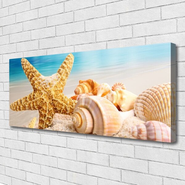 Tablou pe panza canvas Scoici Starfish Art alb galben