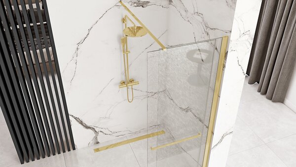 Rea Cortis, paravan de dus glisant 100x200cm, sticla transparenta 6mm, profil auriu, REA-K8484
