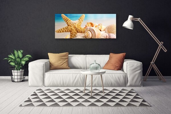 Tablou pe panza canvas Scoici Starfish Art alb galben