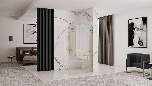 Rea Cortis, paravan de dus glisant 100x200cm, sticla transparenta 6mm, profil auriu, REA-K8484
