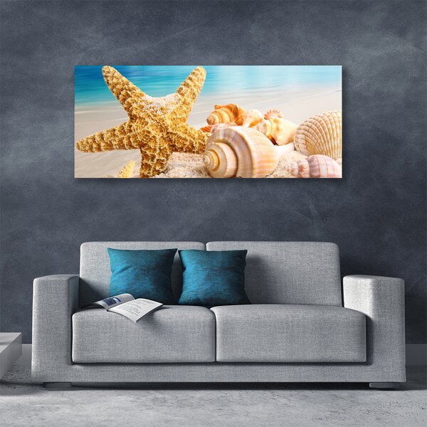 Tablou pe panza canvas Scoici Starfish Art alb galben
