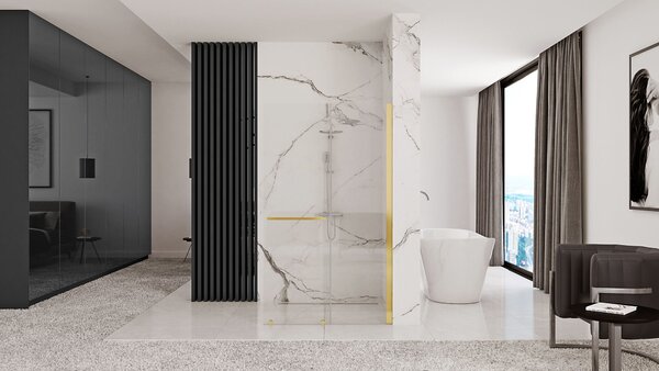 Rea Cortis, paravan de dus glisant 100x200cm, sticla transparenta 6mm, profil auriu, REA-K8484