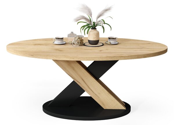 Mazzoni Măsuță de cafea ovală LOXA Stejar Craft Auriu / Negru - MĂSUȚĂ DE CAFEA 120x65 cm