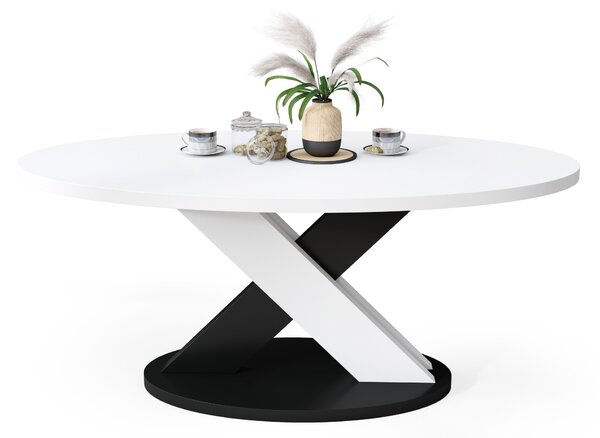 Mazzoni Măsuță de cafea ovală LOXA Albă / Neagră - MĂSUȚĂ DE CAFEA 120x65 cm