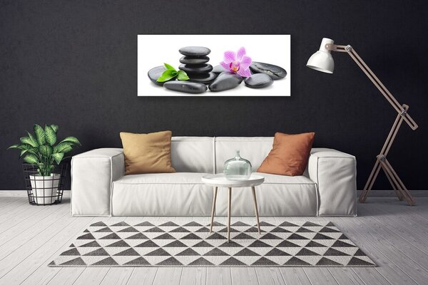 Tablou pe panza canvas Pietrele de flori Arta roz negru