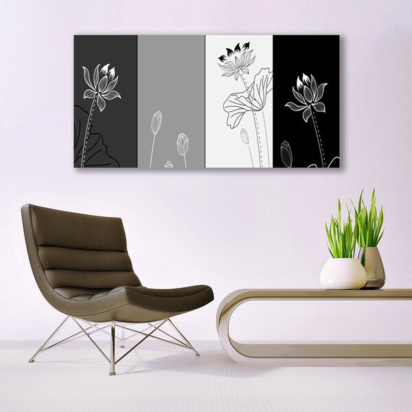 Tablou pe sticla Abstract Art Gri Alb Negru