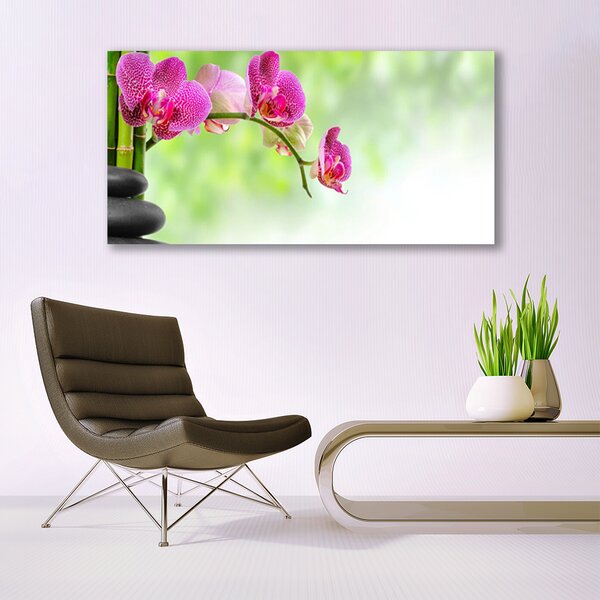 Tablou pe panza canvas Pietrele florale flori Roșu Negru