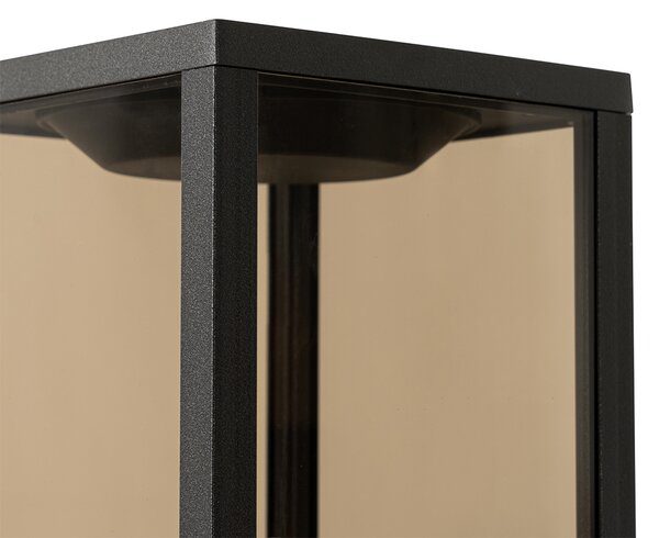 Lampă de exterior pe picior neagră cu sticlă fumurie 80 cm IP44 - Charlois