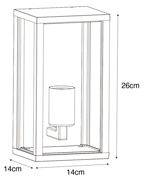 Lampă de perete exterioară neagră cu sticlă fumurie 26 cm IP44 - Charlois