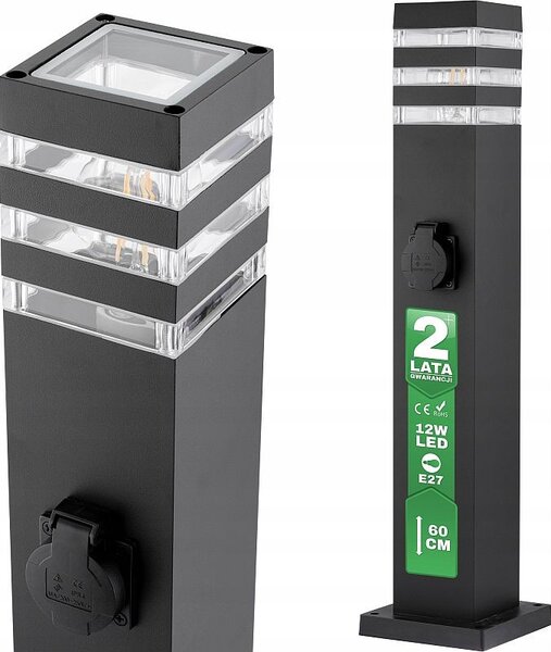 Lampa LED de exterior, priza suplimentara, 60W, 610x90x90 mm, IP54