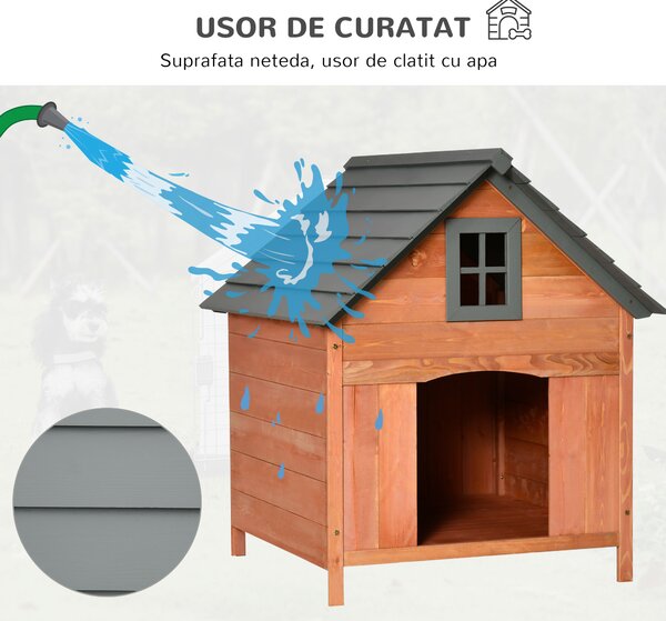 PawHut Cușcă Înălțată din Lemn pentru Câini până la 30kg, Design Ergonomic, 81.3x91.5x98.5 cm | Aosom Romania