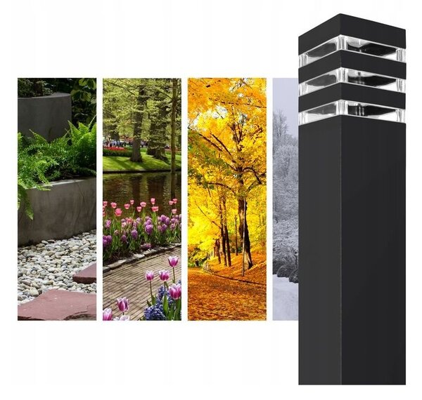 Lampa gradina, LED E27, 60W, sticla securizata, montare pe sol, negru