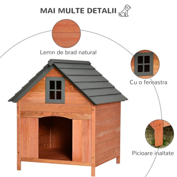 PawHut Cușcă Înălțată din Lemn pentru Câini până la 30kg, Design Ergonomic, 81.3x91.5x98.5 cm | Aosom Romania