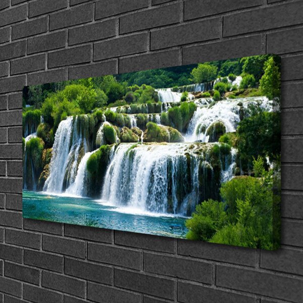 Tablou pe panza canvas Cascada Natura Albastru Alb
