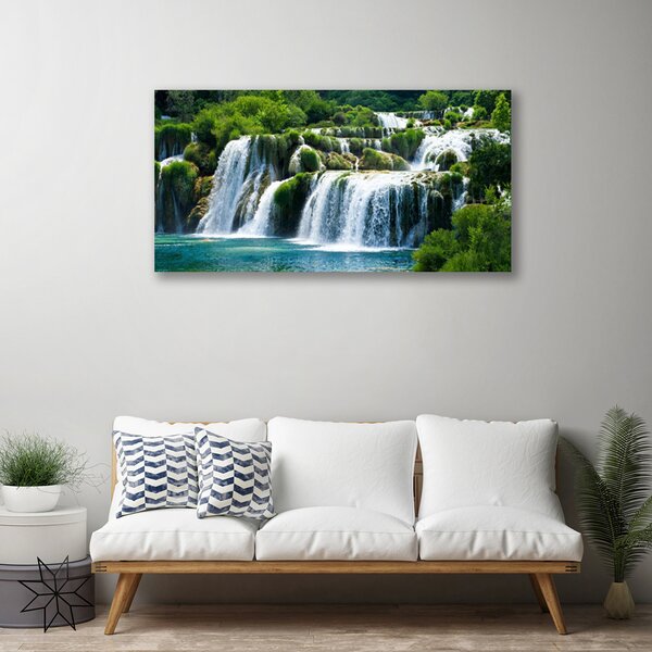Tablou pe panza canvas Cascada Natura Albastru Alb