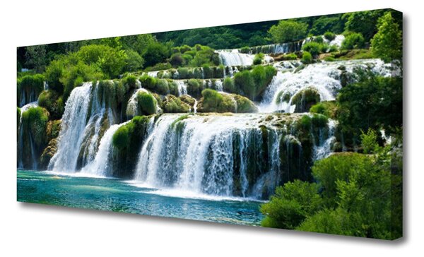 Tablou pe panza canvas Cascada Natura Albastru Alb