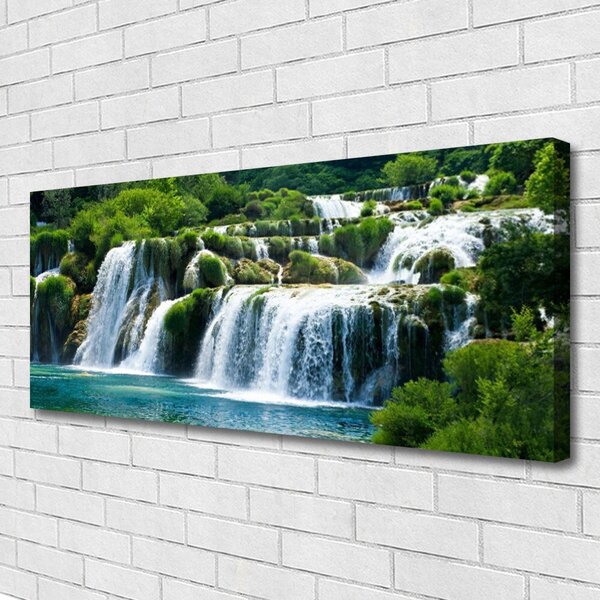 Tablou pe panza canvas Cascada Natura Albastru Alb